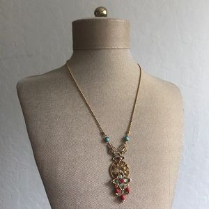 Une Ligne Hand Painted Antiqued Gold Necklace